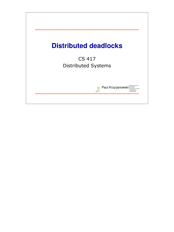 distributed deadlocks
