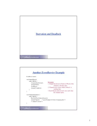 Starvation and Deadlock  Starvation and Deadlock Another EventBarrier EventBarrier Example  Example