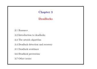 Chapter 3  Deadlocks  3.1 Resource  3.2 Introduction to deadlocks  3.3 The ostrich algorithm  3.4