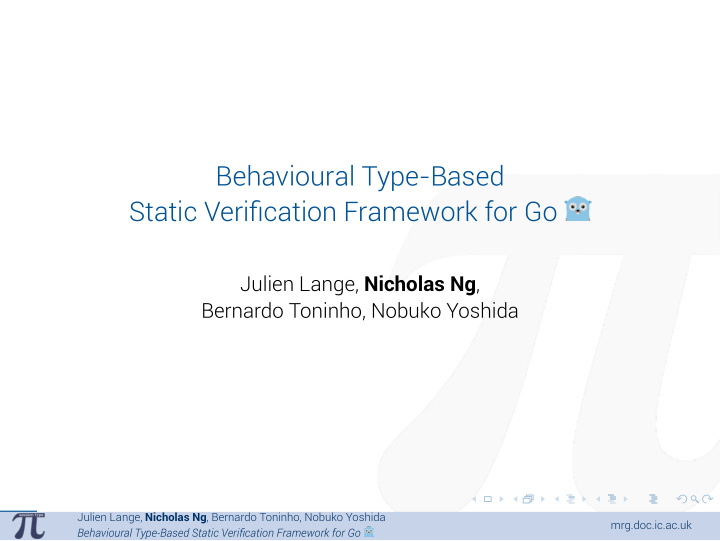 behavioural type based static verification framework for