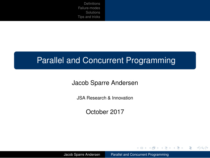 parallel and concurrent programming