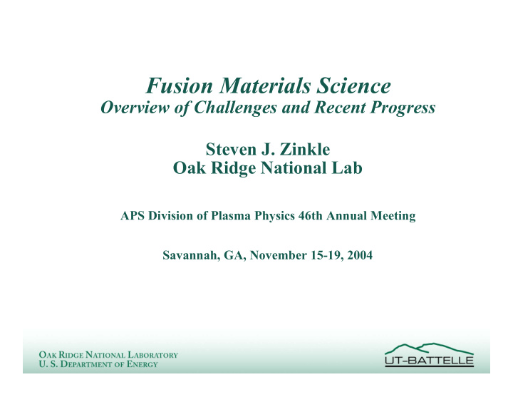 fusion materials science