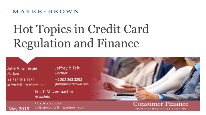 hot topics in credit card regulation and finance