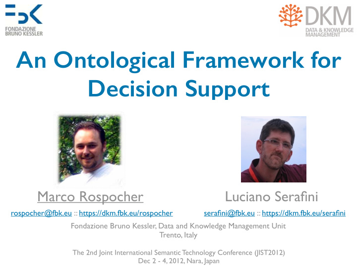 an ontological framework for decision support