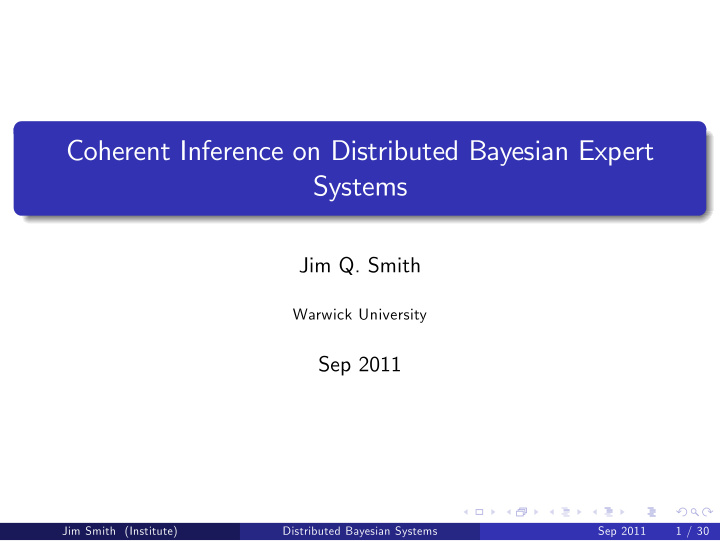 coherent inference on distributed bayesian expert systems