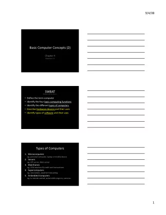 BasicComputerConcepts(2)  Chapter4  Objec=ves15  SWBAT