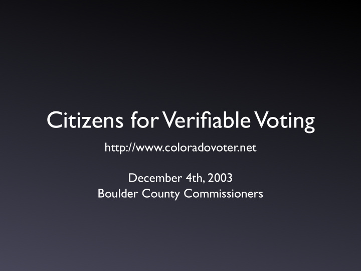 citizens for verifiable voting