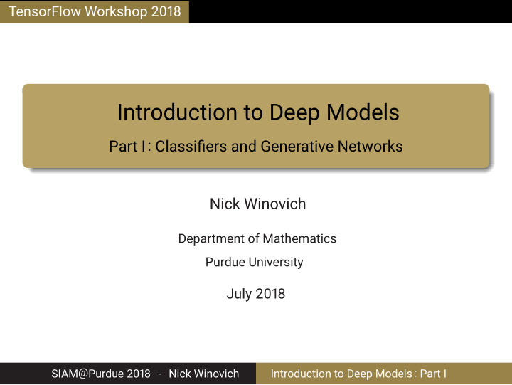 introduction to deep models