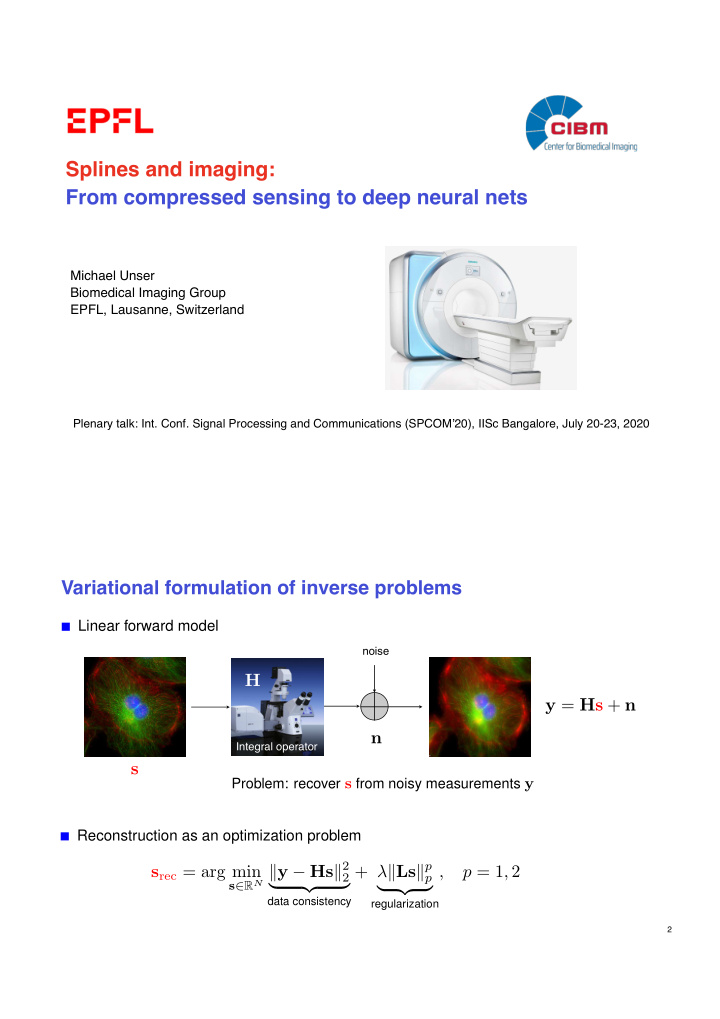 splines and imaging from compressed sensing to deep