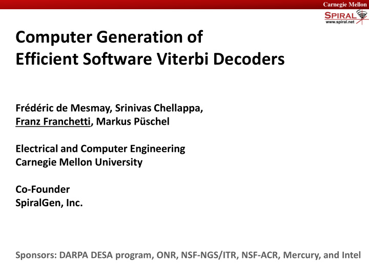 computer generation of efficient software viterbi decoders