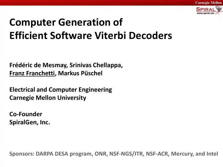 computer generation of efficient software viterbi decoders