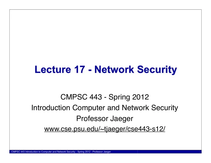lecture 17 network security