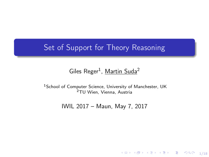 set of support for theory reasoning