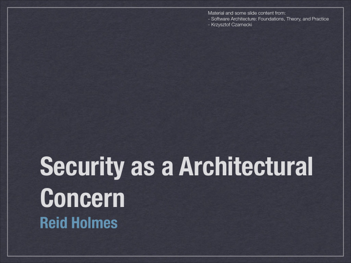 security as a architectural concern