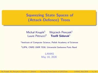 Squeezing State Spaces of  (Attack-Defence) Trees l Knapik 1 Wojciech Penczek 1  Micha Laure