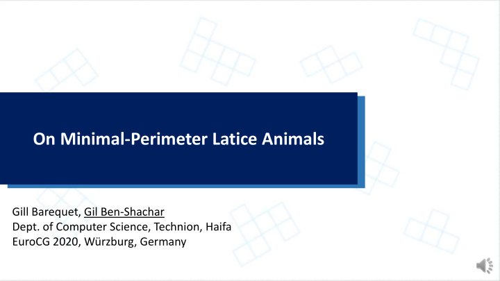 on minimal perimeter latice animals