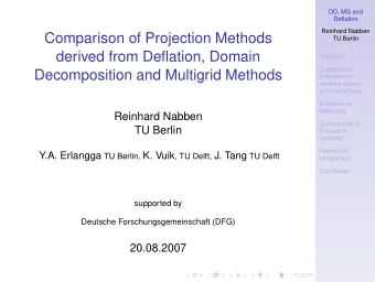Comparison of Projection Methods  TU Berlin  derived from Deflation, Domain  Deflation  Comparison