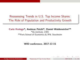 Reassessing Trends in U.S. Top Income Shares:  The Role of Population and Productivity Growth