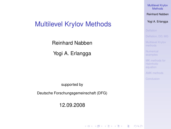 multilevel krylov methods