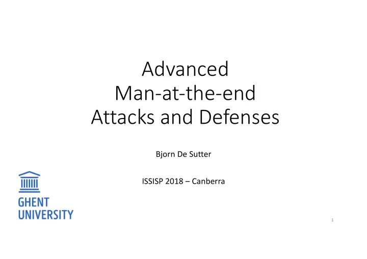 advanced man at the end attacks and defenses