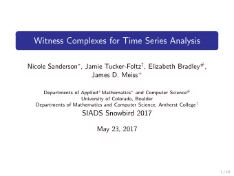 Witness Complexes for Time Series Analysis Nicole Sanderson  , Jamie Tucker-Foltz  ,
