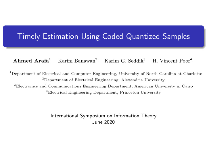 timely estimation using coded quantized samples