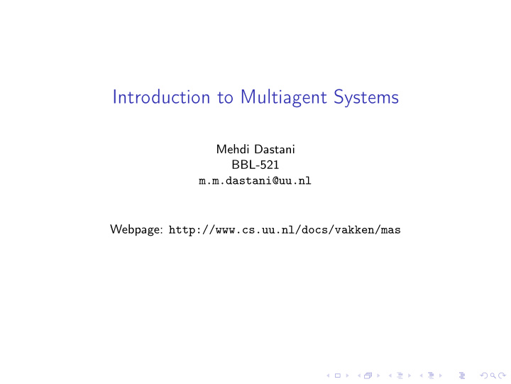 introduction to multiagent systems