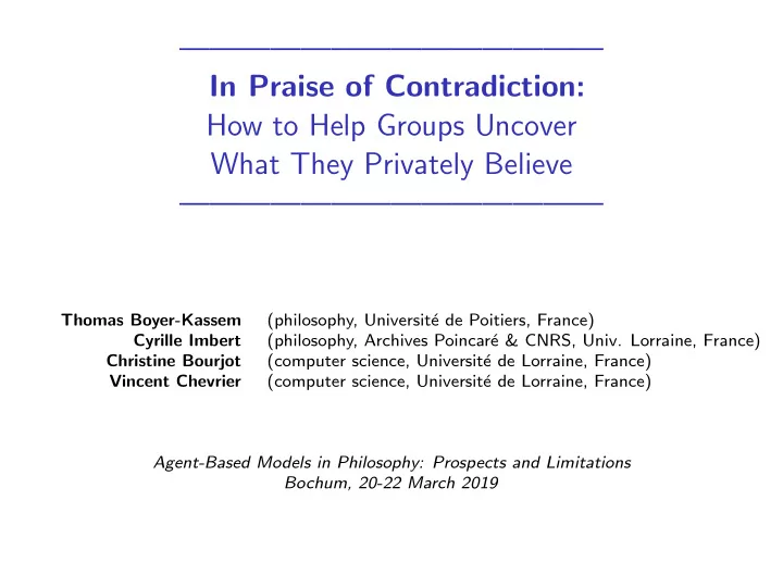 in praise of contradiction how to help groups uncover