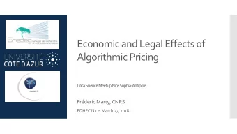 Economic and Legal Effects of  Algorithmic Pricing  Data Science Meetup Nice Sophia-Antipolis