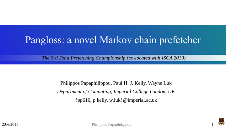 pangloss a novel markov chain prefetcher