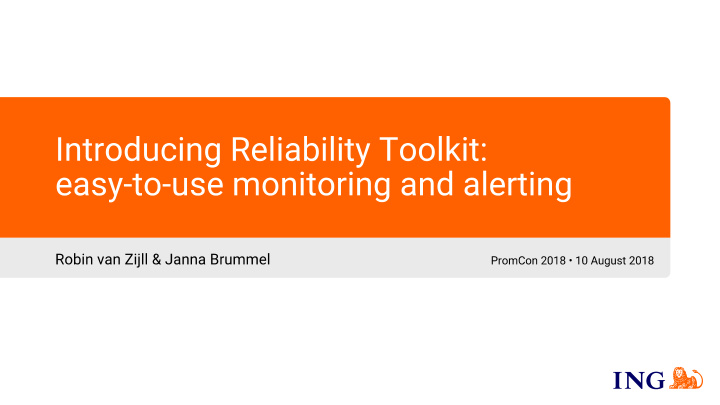 introducing reliability t oolkit easy to use monitoring