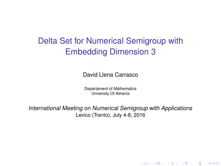 delta set for numerical semigroup with embedding