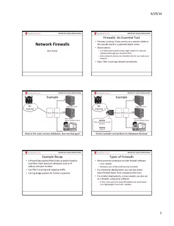 Network  Firewalls    the  outside  world  is  a  poten7al  aCack