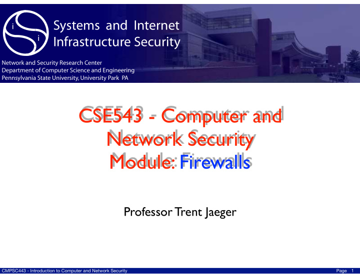 cse543 computer and network security module firewalls