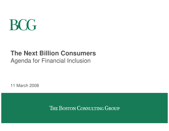 the next billion consumers