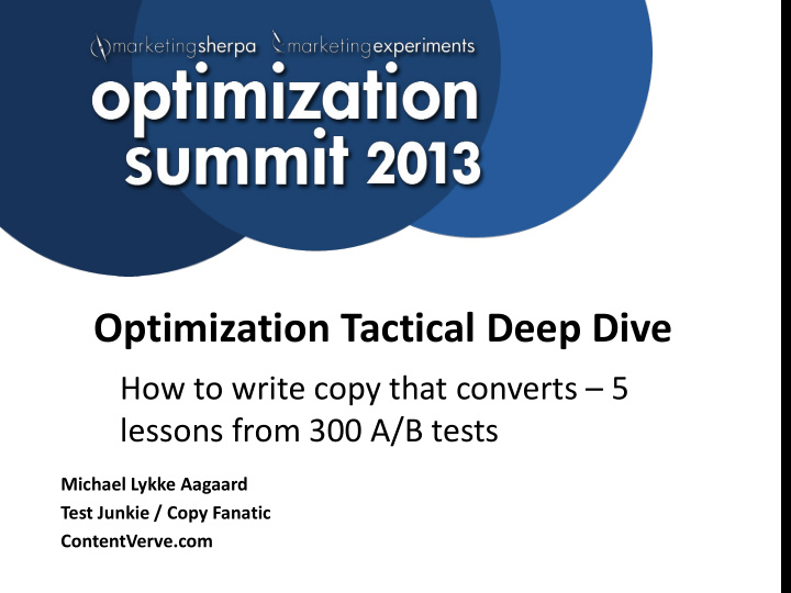 optimization tactical deep dive