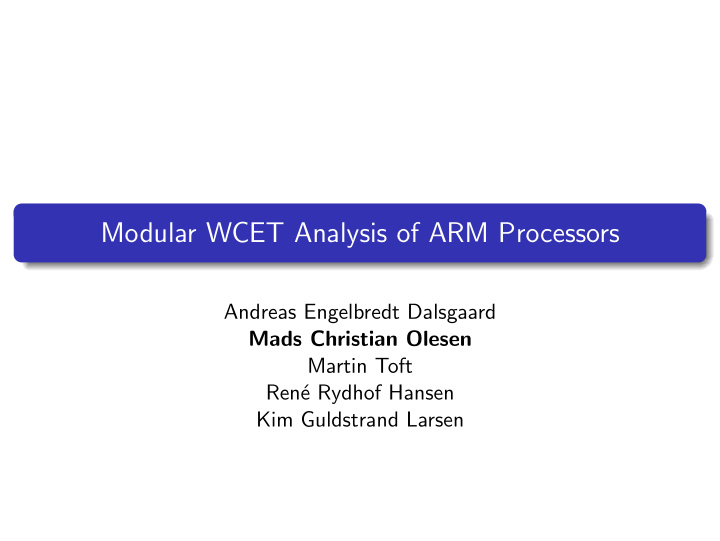 modular wcet analysis of arm processors