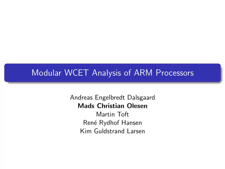 modular wcet analysis of arm processors