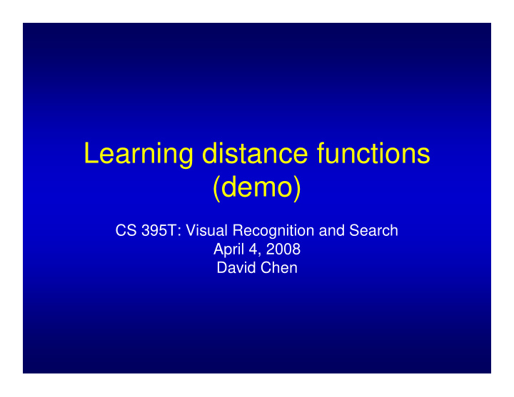 learning distance functions demo