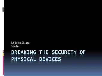 PHYSICAL DEVICES  Introduction  Lots of electronic systems  Converging with computing  IT