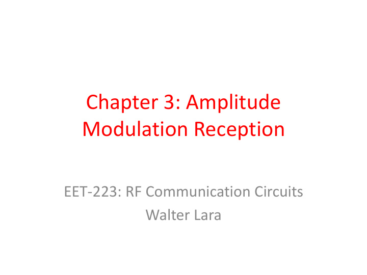 chapter 3 amplitude modulation reception