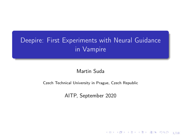 deepire first experiments with neural guidance in vampire