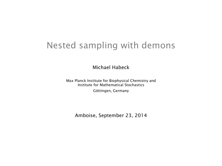 nested sampling with demons