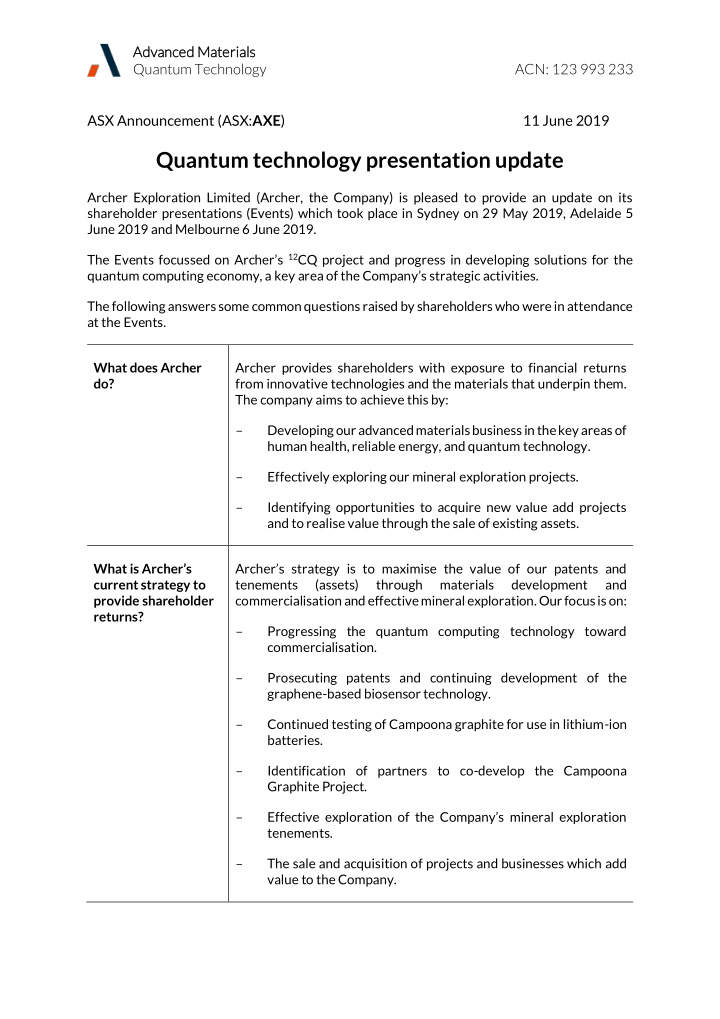 quantum technology presentation update
