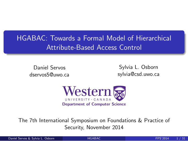 hgabac towards a formal model of hierarchical attribute