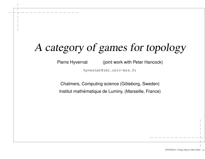 a category of games for topology