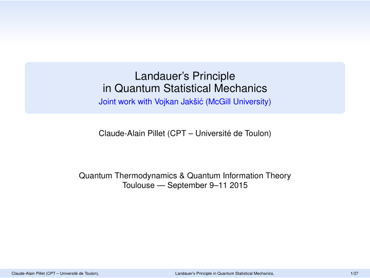 landauer s principle in quantum statistical mechanics