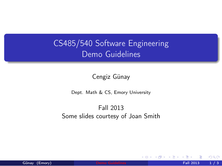 cs485 540 software engineering demo guidelines