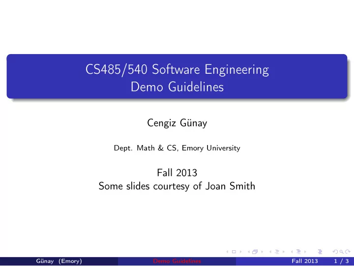 cs485 540 software engineering demo guidelines