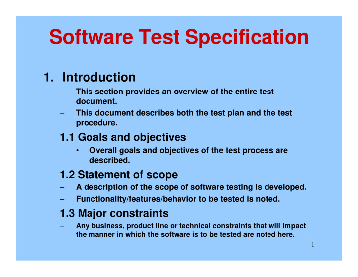 software test specification